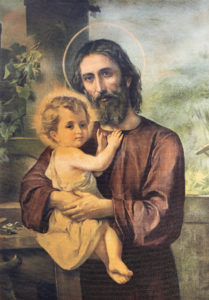 RAVENNA, ITALY - JANUARY 28, 2020: The painting of St. Joseph in church Chiesa di Santa Maria del Porto from 20. cent.