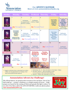 Advent Schedule - An Invitation to Prayer
